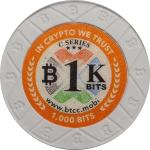 2016 BTCC 1K Bits "Poker Chip" 0.001 Bitcoin. Loaded. Firstbits 12Cr4cuZmf. Serial No. F01035. Serie