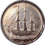 Indonesia-NEI, silver medalet, Obverse: three-masted shipReverse: incuse impression of a Dutch doit 