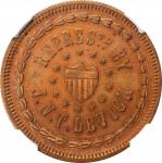 New York--New York. 1860 Woodgate & Co. Miller-NY 969. Copper. Reeded Edge. MS-64 RB (NGC).