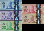 x Banque du Canada, 5, 10, 20, 50, 100 dollars, ND (2011-2013), (Pick 106, 107, 108, 109, 110), unci