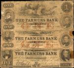 Lot of (3) Pottsville, Pennsylvania. Farmers Bank of Shuylkill County. Ca. 1860s. (2) $1 & $5. Good 