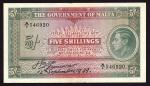 x Government of Malta, 5 shillings, ND (1939), serial number A/1 546920, green and red, George VI at