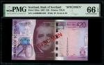 2007年苏格兰银行20镑样票，编号AA000000，PMG 66EPQ