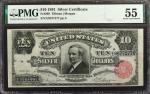Fr. 299. 1891 $10 Silver Certificate. PMG About Uncirculated 55.