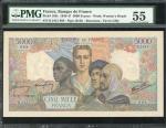 1946年法国500法郎，编号B.2431 888，PMG 55。France, 5000 francs, 1946, serial number B.2431 888, colourful flor