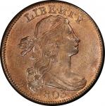 1803 Draped Bust Cent. Sheldon-254. Small Date, Small Fraction. Rarity-1. Mint State-65+ RB (PCGS).