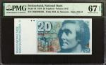 SWITZERLAND. Banque Nationale Suisse. 20 Franken, 1978. P-54. PMG Superb Gem Uncirculated 67 EPQ.