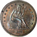 1865 Pattern Liberty Seated Quarter. Judd-426, Pollock-498. Rarity-7-. Copper. Reeded Edge. Proof-64