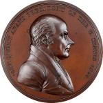 1825 John Quincy Adams Indian Peace Medal. Bronze. Second Size. Second Reverse. Julian IP-12, Prucha