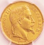 フランス (France) ナポレオン3世 月桂冠像 20フラン金貨 1869年(BB) KM801.2 ／ Napoleon III Laureate Head 20 Francs Gold