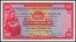 1960年香港上海汇丰银行壹佰圆，PMG58EPQ，香港纸币