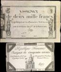 FRANCE. Lot of (2). Domaines Nationaux. 50 Livres & 2000 Francs, 1892. P-A72 & A81. Fine.