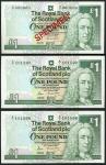 Royal Bank of Scotland plc., specimen ｣1, 25 March 1987, serial number A/1 000000, green and pale or