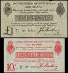Treasury Series, John Bradbury, ｣1, ND (1914), serial number F1/11 53618, black and white, crowned h