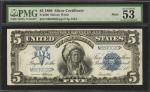 Fr. 280. 1899 $5 Silver Certificate. PMG About Uncirculated 53 EPQ.