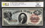 Fr. 18. 1869 $1 Legal Tender Note. PCGS Banknote Choice Uncirculated 64.