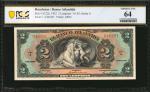 HONDURAS. Banco Atlantida. 2 Lempiras, 1932. P-S122a. PCGS Banknote Choice Uncirculated 64.