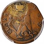 Undated (ca. 1652-1674) St. Patrick Farthing. Martin 1c.7-Ca.3, W-11500. Rarity-6+. Copper. Nothing 