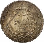 PERU: Republic, AR 8 reales, Lima, 1851, KM-142.10, assayer MB, attractive toning, Almost Unc to Unc