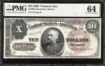 Fr. 366. 1890 $10 Treasury Note. PMG Choice Uncirculated 64. Low Serial Number.