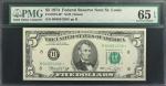Fr. 1973-H*. 1974 $5  Federal Reserve Star Note. St. Louis. PMG Gem Uncirculated 65 EPQ.