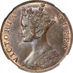1877年香港一仙。伦敦造币厂。HONG KONG. Cent, 1877. London Mint. Victoria. NGC MS-64 Brown.