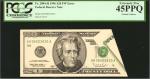 Fr. 2084-H. 1996 $20 Federal Reserve Note. St. Louis. PCGS Currency Extremely Fine 45 PPQ. Printed F