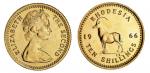 Rhodesia, Elizabeth II (1952-2022), Gold 10-Shillings, 1966, tiara head right, rev. coat-of-arms, ed