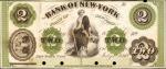 New York City, New York. Bank of New York. July 1, 1860. $2. About Uncirculated. Proof.
