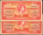 BERMUDA. Bermuda Government. 10 Shillings, 1952. P-19a, & 19b. Very Fine.