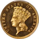 1884 Three-Dollar Gold Piece. JD-1, the only known dies. Rarity-4+. Proof-65 Deep Cameo (PCGS). CAC.