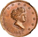 1863 Leichtweis Head / NOT ONE CENT FOR TRIBUTE. Fuld-43/387 a. Rarity-4. Copper. Plain Edge. MS-65 