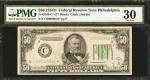 Fr. 2106-C*. 1934D $50 Federal Reserve Star Note. Philadelphia. PMG Very Fine 30.