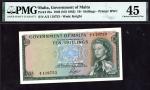 x Government of Malta, 10 shillings, ND (1963), serial number A/2 118753, green on multicolour under