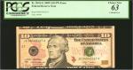 Fr. 2041-G. 2009 $10 Federal Reserve Note. Chicago. PCGS Currency Choice New 63. Cutting Error.
