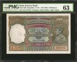 1937年印度储备银行100卢比。 INDIA. Reserve Bank of India. 100 Rupees, ND (1937). P-20d. PMG Choice Uncirculate