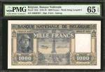 BELGIUM. Banque Nationale de Belgique. 1000 Francs, 1944-46. P-128b. PMG Gem Uncirculated 65 EPQ.