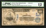 Tower City, Pennsylvania. $10 1902 Date Back. Fr. 616. The Tower City NB. Charter #6117. PMG Fine 12