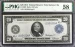 Fr. 1000. 1914 $20 Federal Reserve Note. Kansas City. PMG Choice About Uncirculated 58.