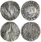 Henry VIII (1509-47), second coinage, Groats (2), 2.76g, m.m. pheon (over lis?)/lis, agl z france, s