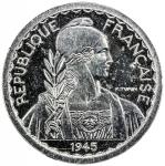 World Coins - Asia & Middle-East. FRENCH INDOCHINA: aluminum 10 centimes, 1945, KM-PE4, piéfort with