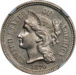 1870 Nickel Three-Cent Piece. Proof-64 (NGC).