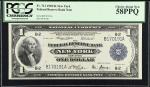 Fr. 711. 1918 $1  Federal Reserve Bank Note. New York. PCGS Currency Choice About New 58 PPQ.