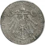 1909年青岛大德国宝伍分。柏林铸币厂。CHINA. Kiau Chau. 5 Cents, 1909. Berlin Mint. PCGS AU-53.