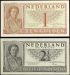 NETHERLANDS. Lot of (2). Ministerie van Financien. 1 & 2 1/2 Gulden, 1949. P-72 & 73. Choice Uncircu