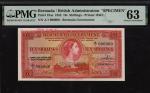 Bermuda Government, specimen 10 shillings, 20 October 1952, serial number A/1 000000, (Pick 19as, TB