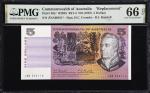 1967年澳大利亚储备银行伍圆。补号。AUSTRALIA. Reserve Bank of Australia. 5 Dollars, ND (1967). P-39a*. R202S. Replac