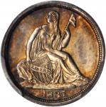 1837 Liberty Seated Half Dime. No Stars. V-1. Large Date. Repunched Date. MS-64 (PCGS).