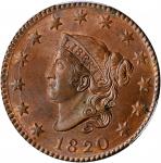 1820 Matron Head Cent. N-13. Rarity-1. Large Date. MS-65 BN (PCGS). CAC.