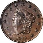 1829 Matron Head Cent. N-2. Rarity-2. Large Letters. MS-62 BN (NGC).
